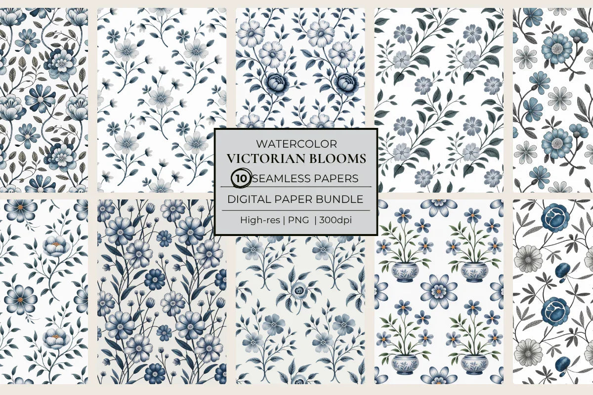 Victorian Blooms Seamless Papers - CraftNest - Digital Crafting and Art