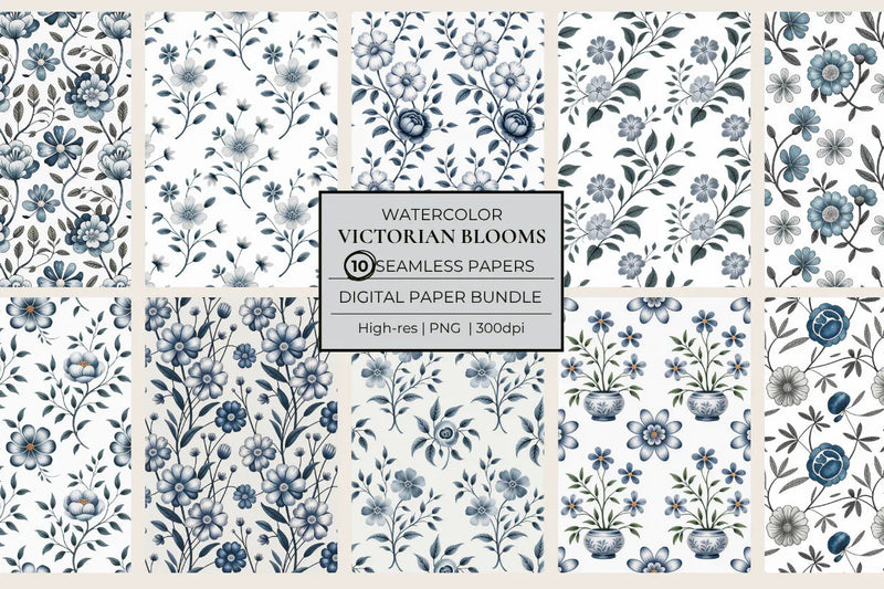 Victorian Blooms Seamless Papers - CraftNest - Digital Crafting and Art