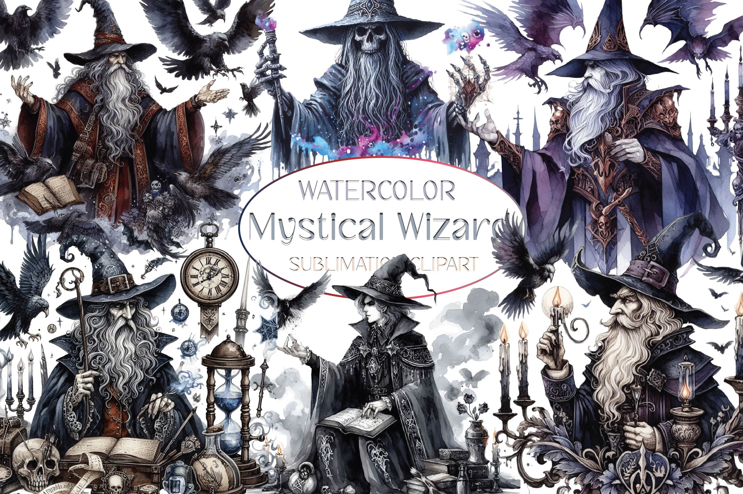 Mystical Wizard Clipart Bundle