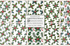 Christmas Holly Seamless Papers - CraftNest - Digital Crafting and Art