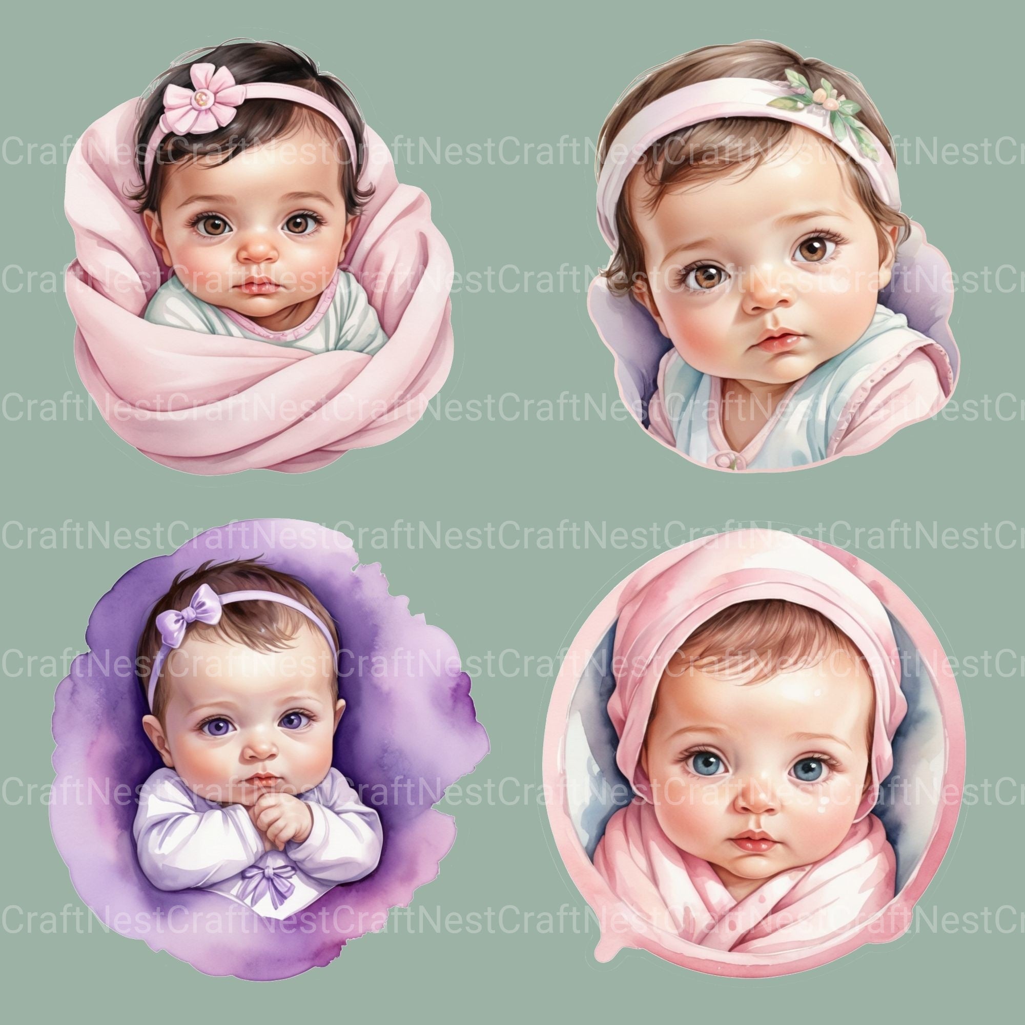 Baby Girls Clipart Bundle