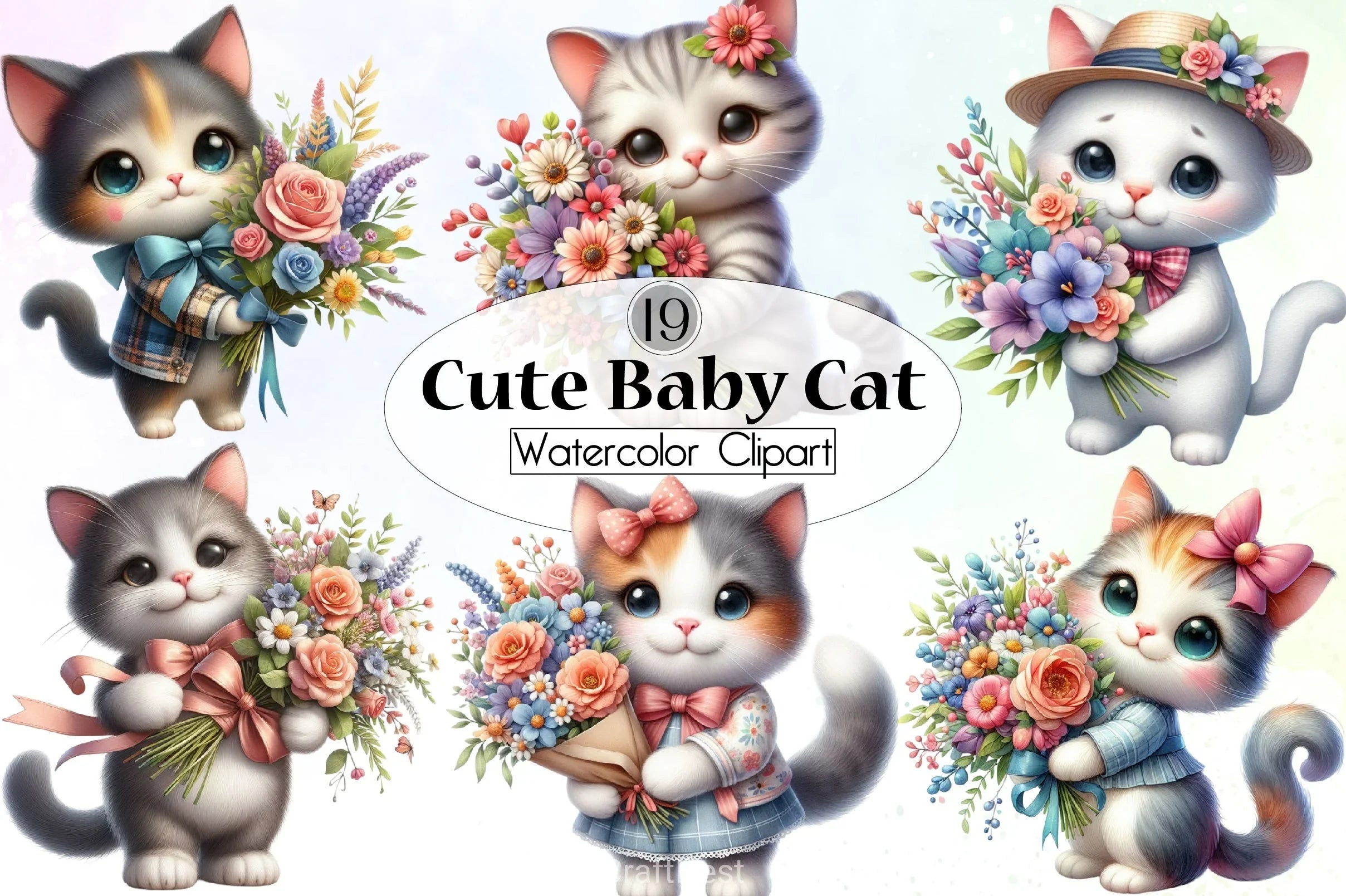 Cute Baby Cat Clipart Bundle 1 - CraftNest - Digital Crafting and Art