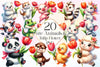 Cute Animals And Tulip Flower Clipart Bundle 3