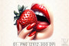 Glossy Red Lips & Strawberry Clipart Bundle
