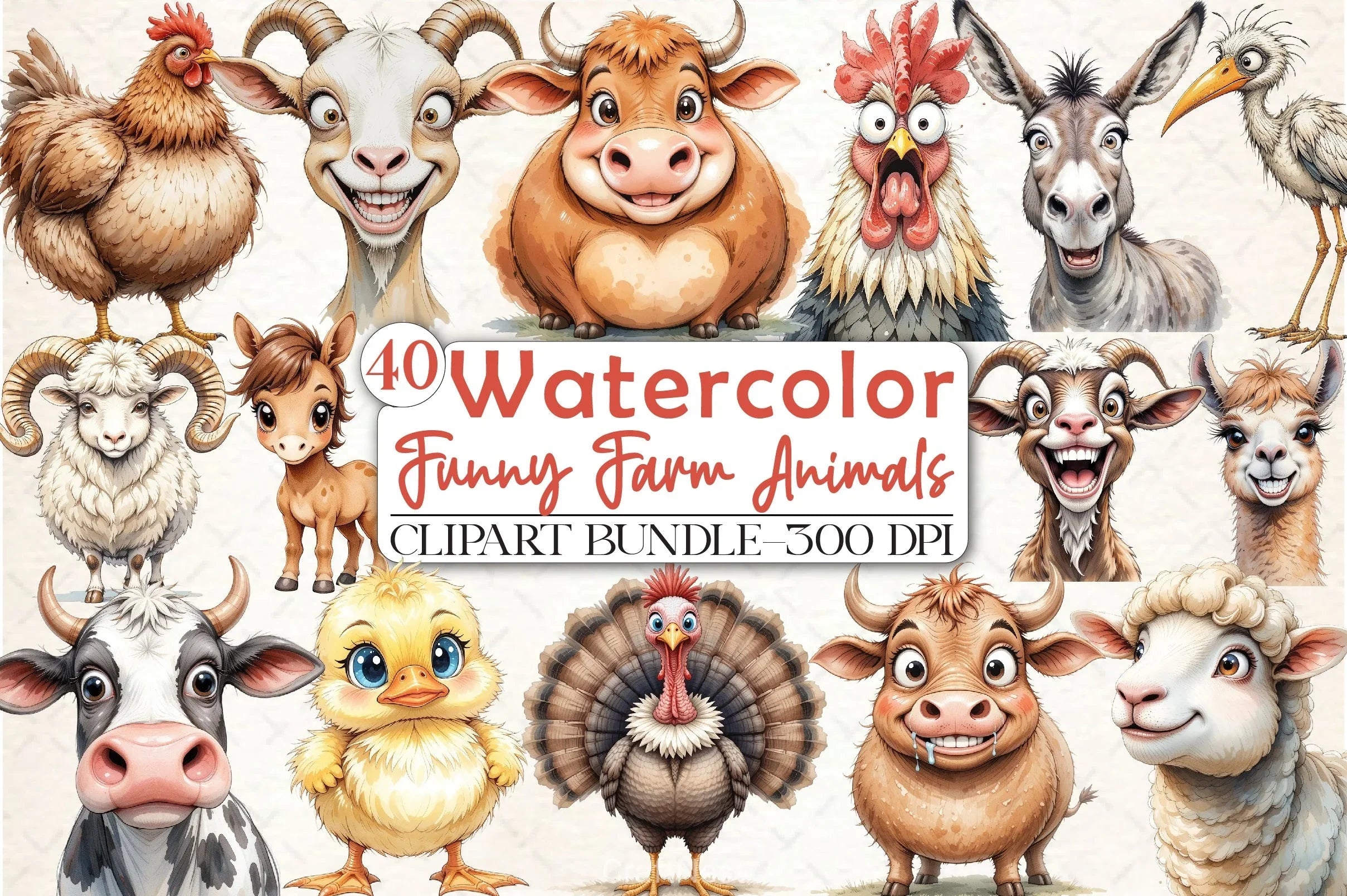 Cute Farm Animals Clipart Bundle 2 - CraftNest - Digital Crafting and Art