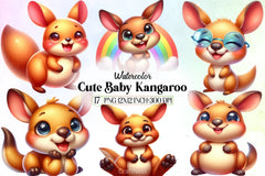 Cute Baby Kangaroo Clipart Bundle - CraftNest - Digital Crafting and Art