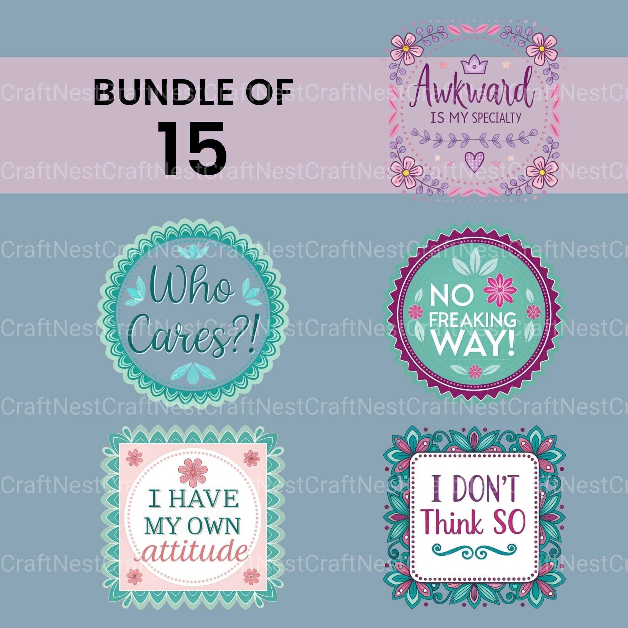Sarcastic Words Clipart Bundle