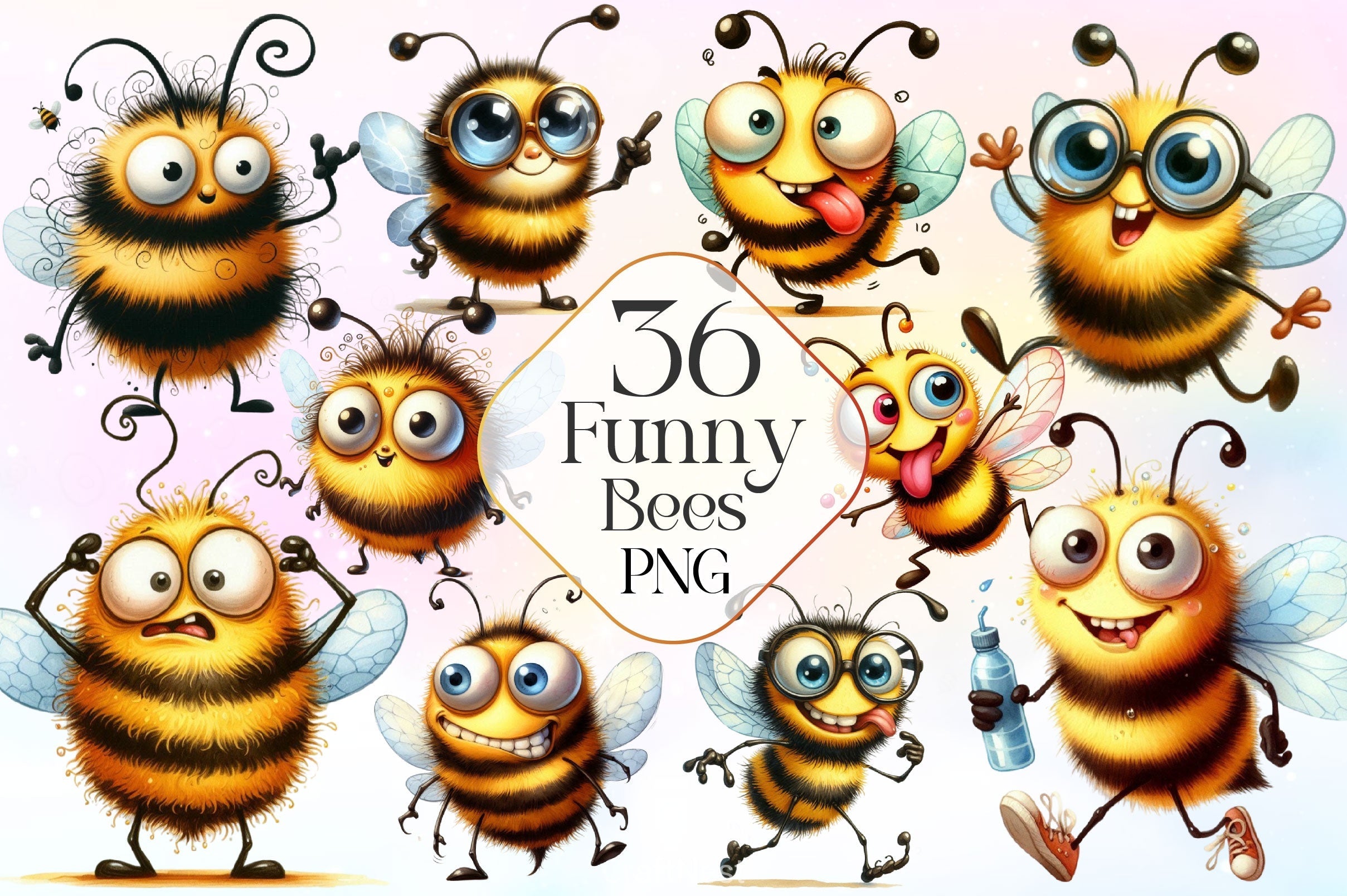 Funny Bee Clipart Bundle 3