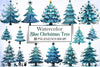 Blue Christmas Tree Clipart Bundle