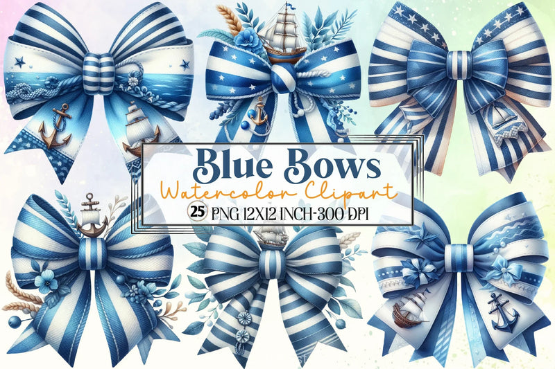 Blue Bows Clipart Bundle - CraftNest - Digital Crafting and Art