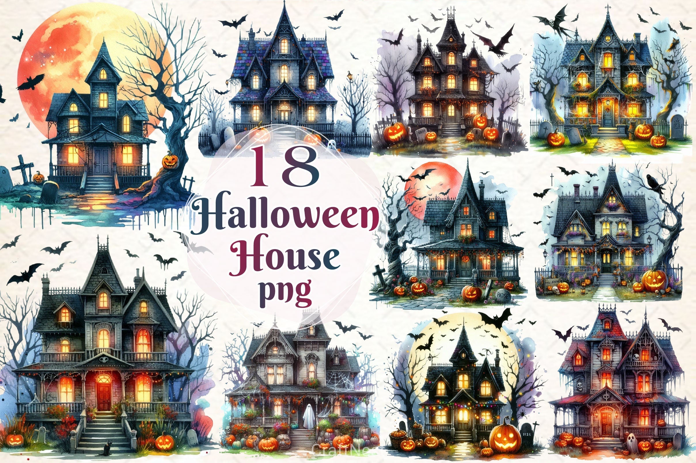 Halloween House Clipart Bundle 4