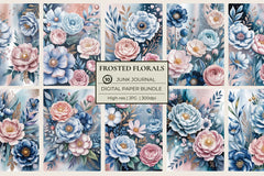 Frosted Florals Junk Journal Papers - CraftNest - Digital Crafting and Art