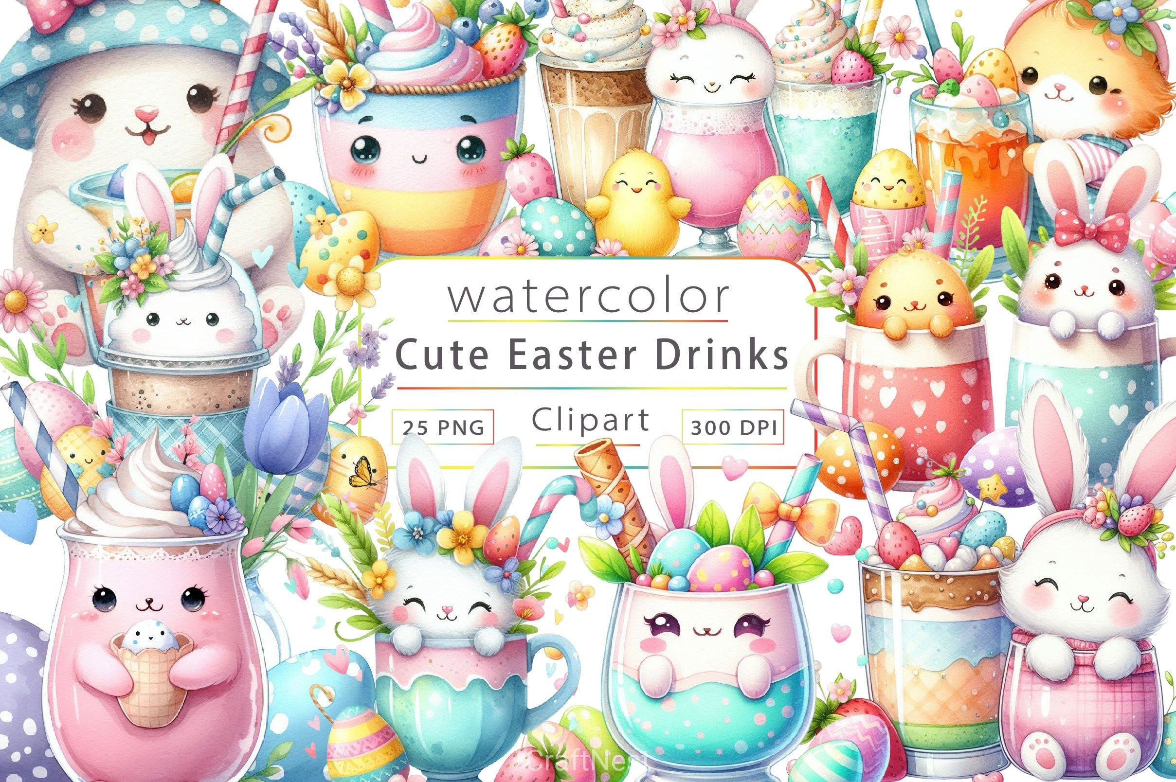 Cute Easter Drinks Clipart Bundle 2
