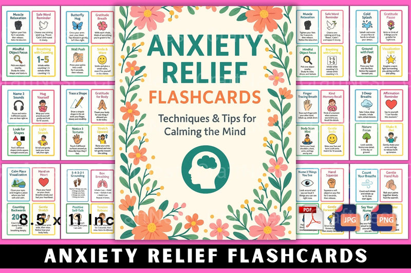 Anxiety Relief Flashcards for Stress Management - CraftNest - Digital Crafting and Art