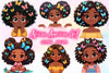 African American Girl With Butterflies Clipart Bundle