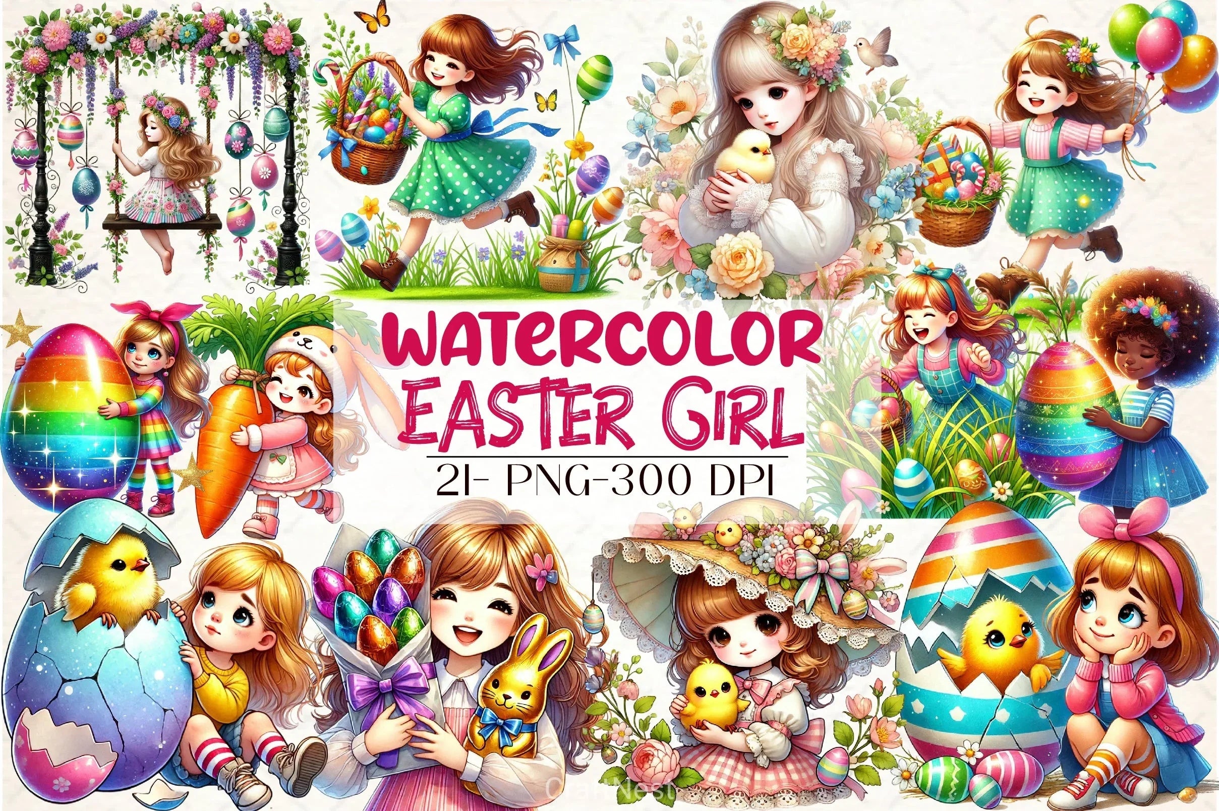 Easter Girl Clipart Bundle - CraftNest - Digital Crafting and Art