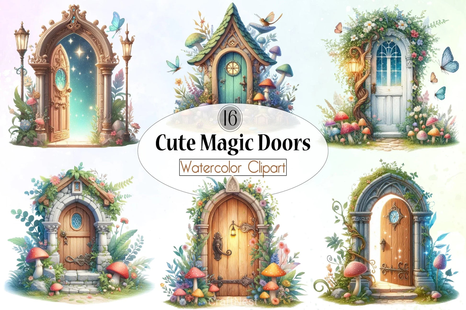 Cute Magic Doors Clipart Bundle - CraftNest - Digital Crafting and Art