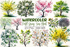 Pastel Spring Trees Clipart Bundle 2 - CraftNest - Digital Crafting and Art