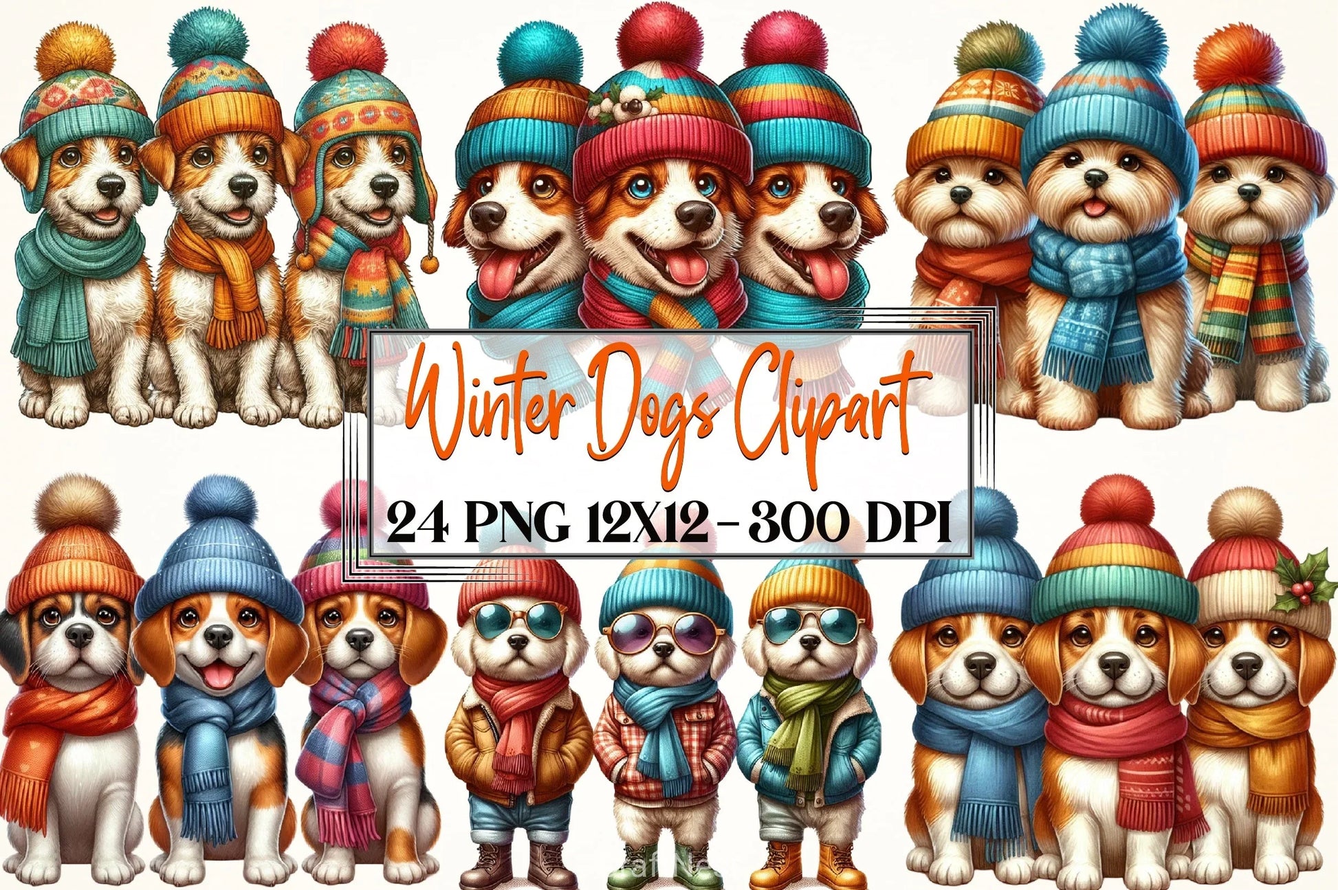 Winter Dogs Clipart Bundle - CraftNest - Digital Crafting and Art