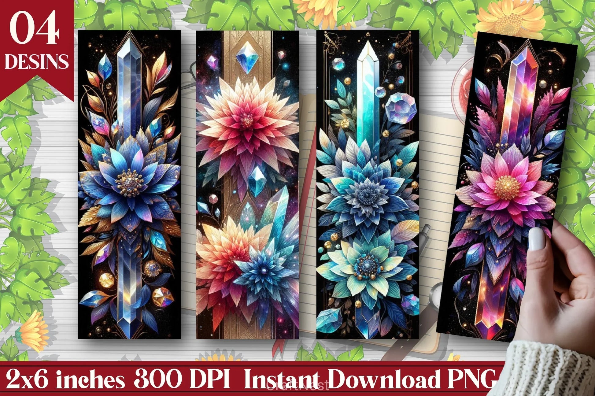 Magic Crystal Flower Bookmarks Journal - CraftNest - Digital Crafting and Art