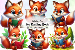 Cute Fox Reading Clipart Bundle - CraftNest - Digital Crafting and Art
