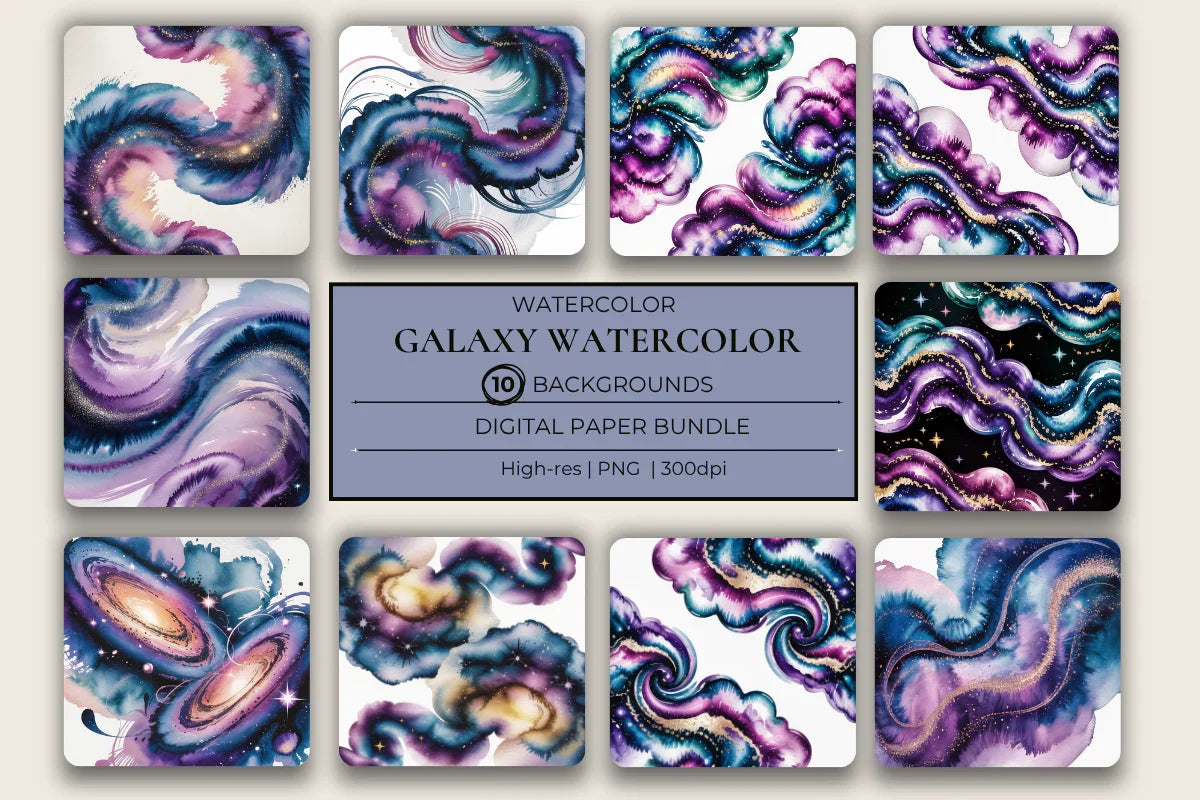 Galaxy Watercolor Background Papers - CraftNest - Digital Crafting and Art