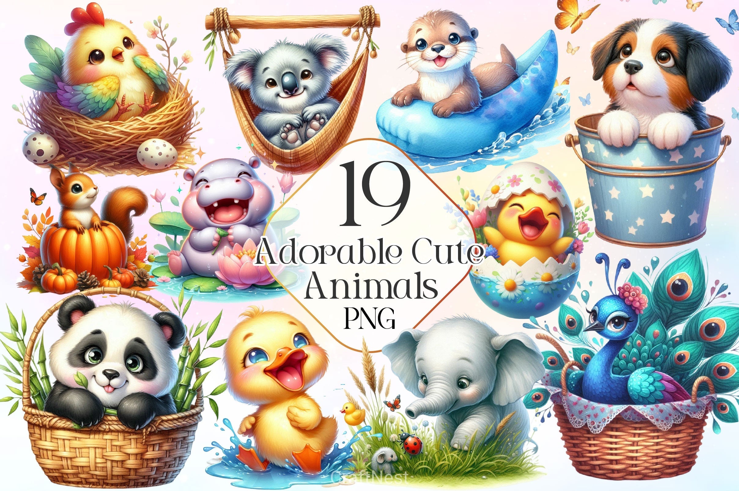 Adorable Enchanted Moments Of Animal Clipart Bundle