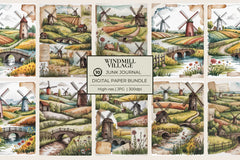 Windmill Village Junk Journal Papers - CraftNest - Digital Crafting and Art