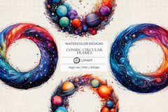 Cosmic Circular Frames Clipart - CraftNest - Digital Crafting and Art