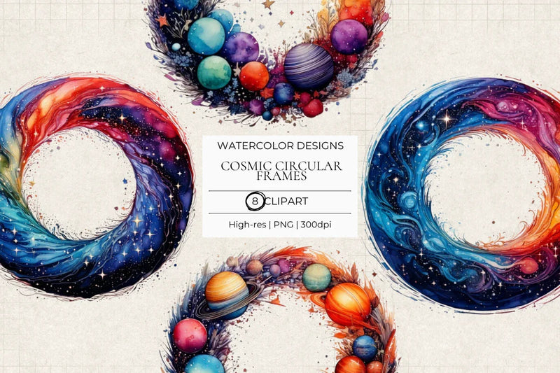 Cosmic Circular Frames Clipart - CraftNest - Digital Crafting and Art