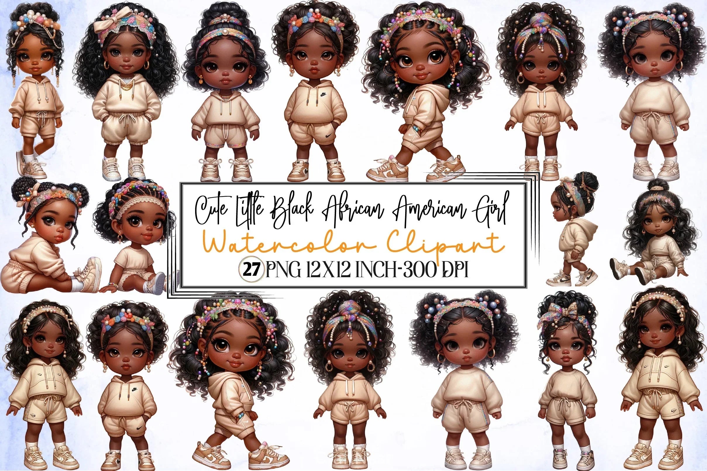 Cute Black Girl Clipart Bundle - CraftNest - Digital Crafting and Art