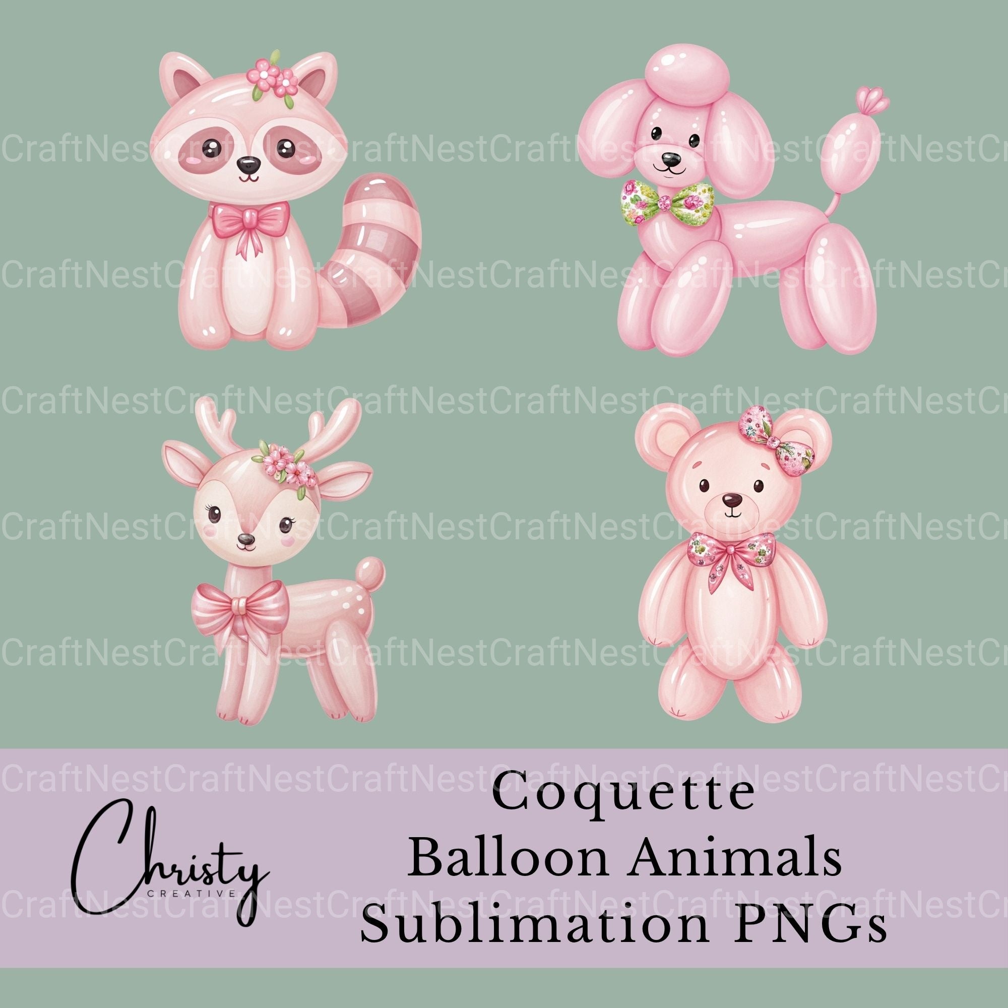 Balloon Animals Coquette Clipart Bundle