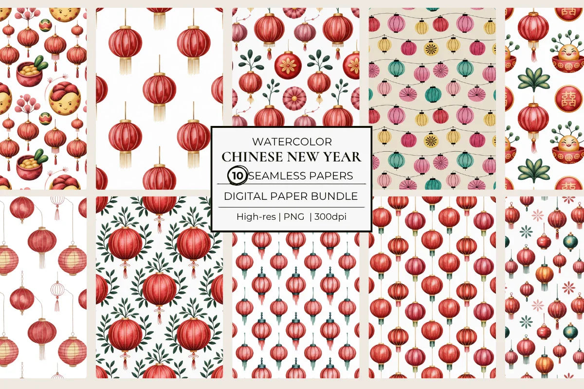 Chinese New Year Seamless Papers - CraftNest - Digital Crafting and Art