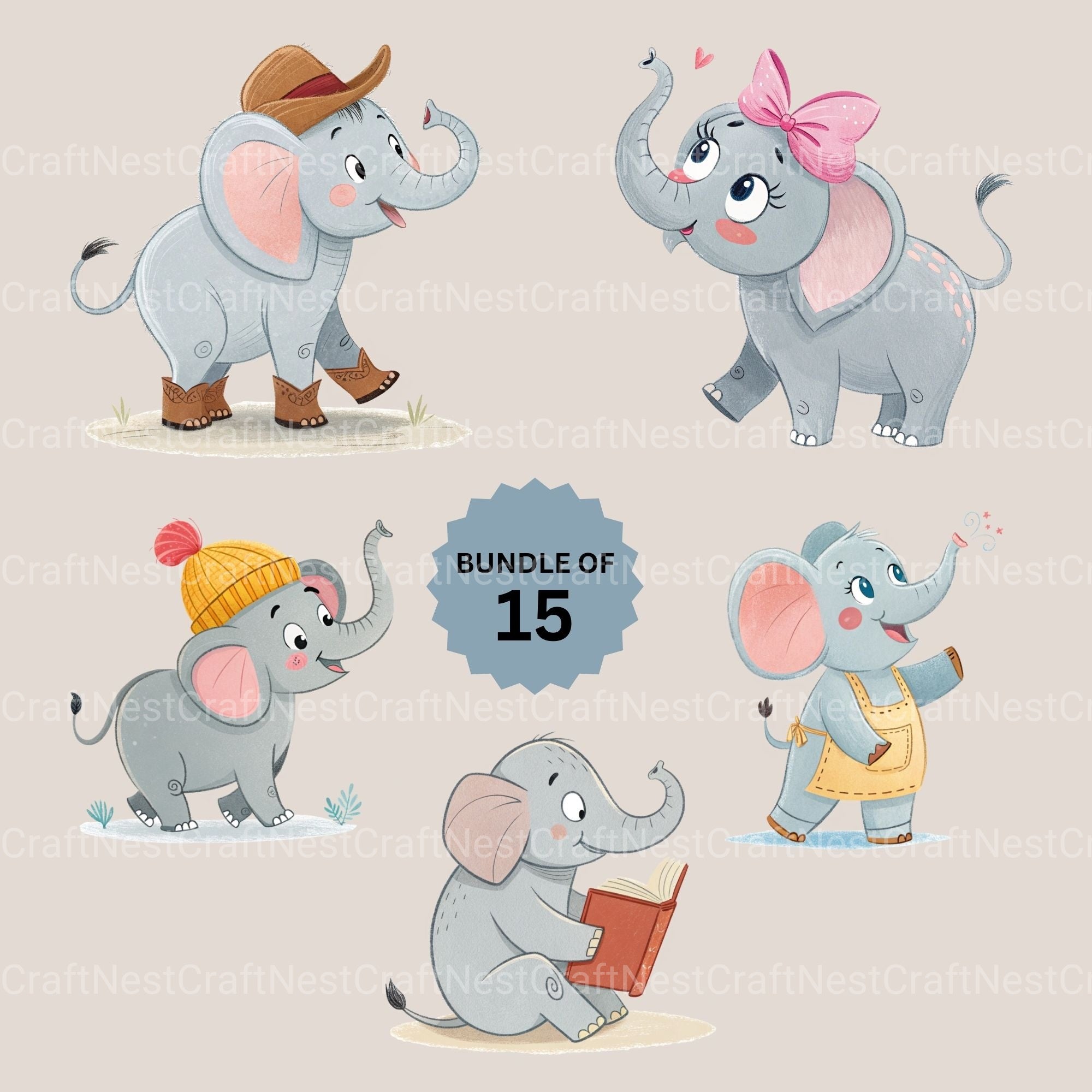 Elephant Clipart Bundle