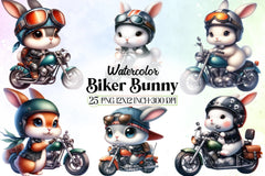 Biker Bunny Clipart Bundle - CraftNest - Digital Crafting and Art