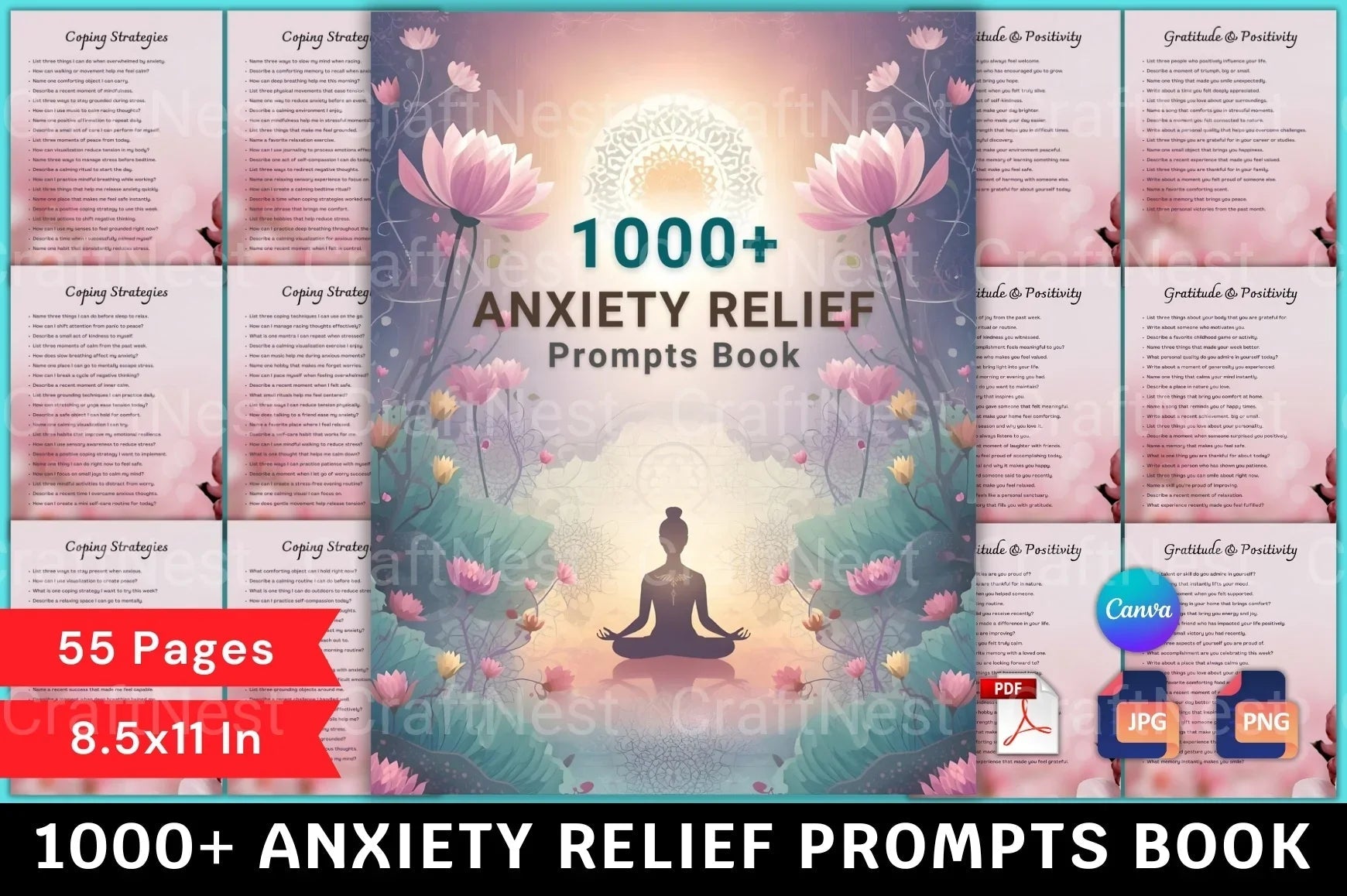 Anxiety Relief Prompts Book for Stress Reduction - CraftNest - Digital Crafting and Art
