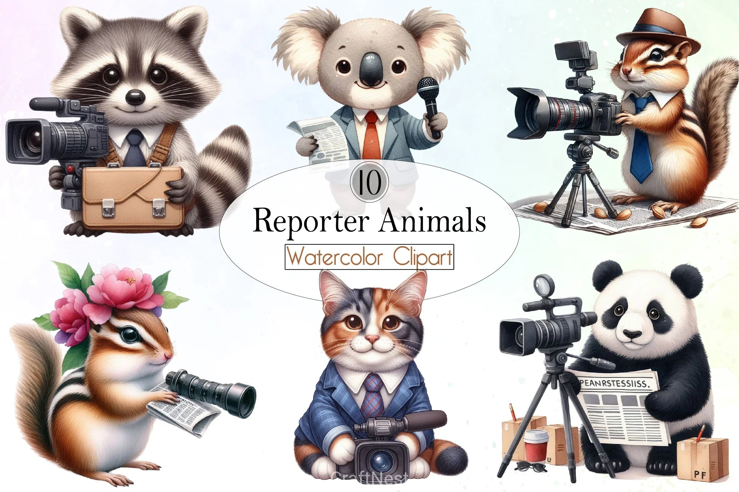 Reporter Animals Clipart Bundle - CraftNest - Digital Crafting and Art