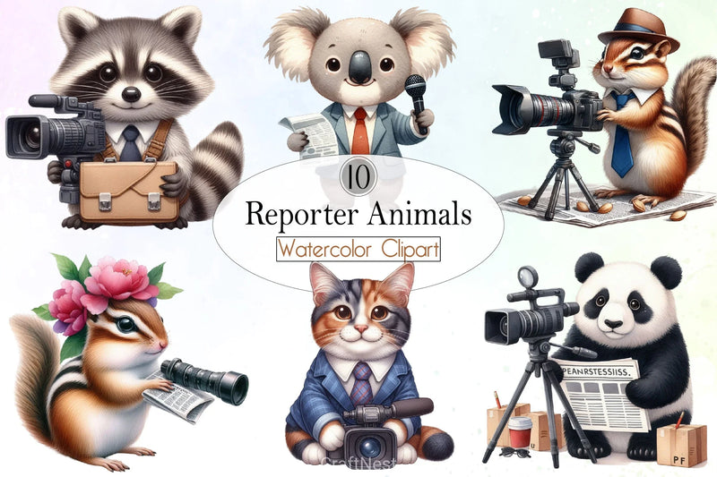 Reporter Animals Clipart Bundle - CraftNest - Digital Crafting and Art