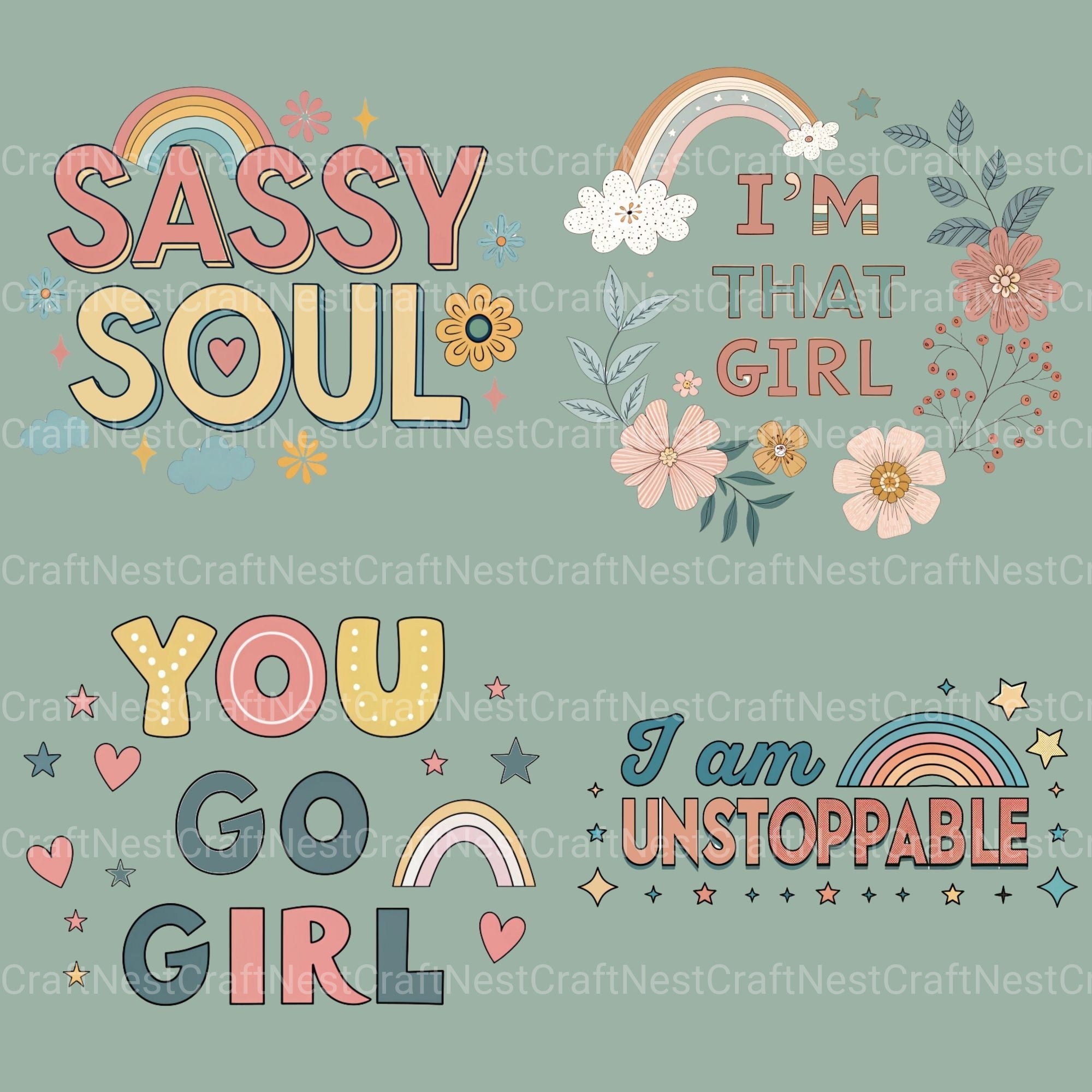 Positive Affirmations Girl Power Clipart Bundle