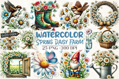 Spring Daisy Farm Clipart Bundle  5 - CraftNest - Digital Crafting and Art