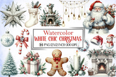 White Chic Christmas Clipart Bundle - CraftNest - Digital Crafting and Art
