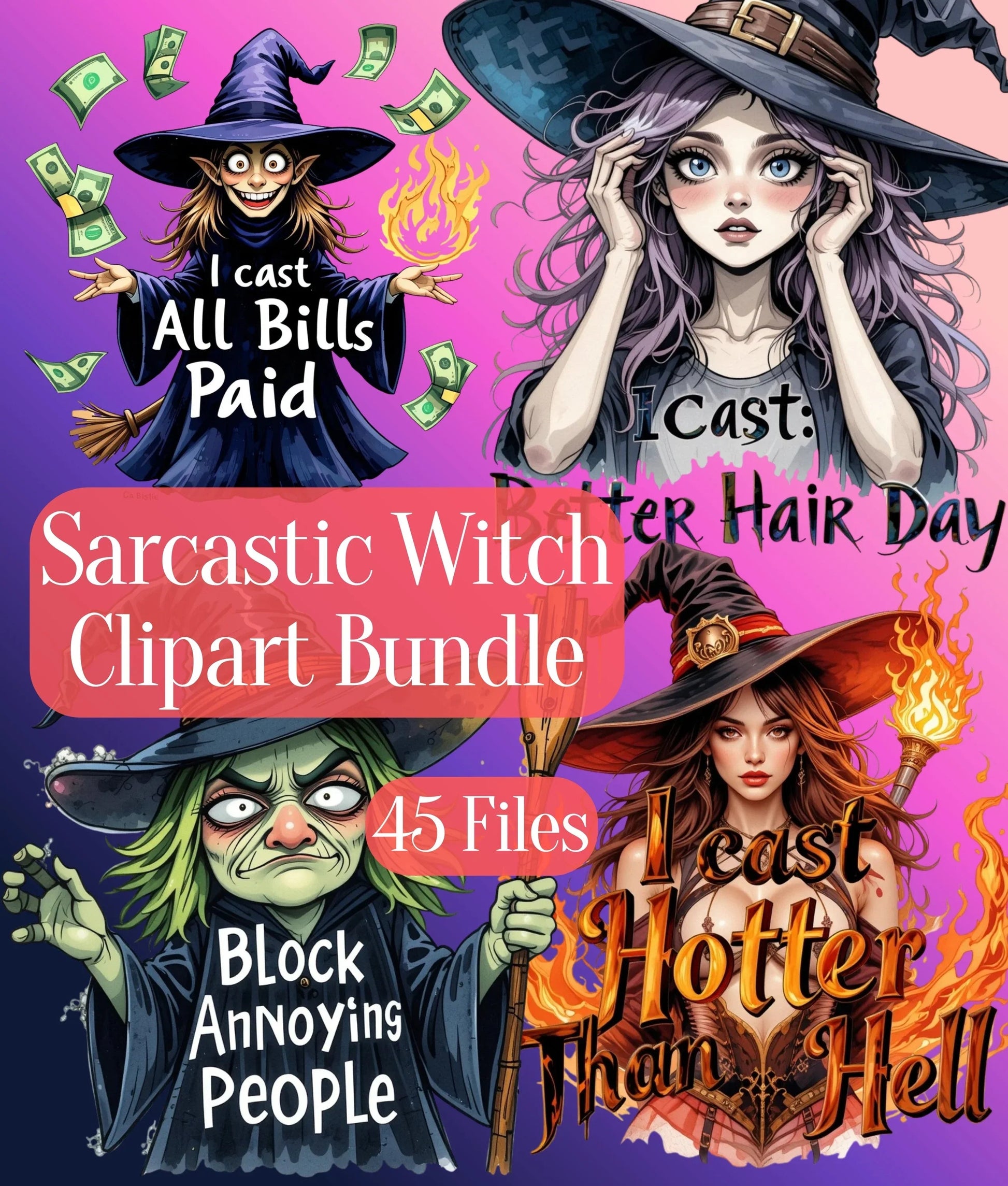 Sarcastic Witch Clipart Bundle - CraftNest - Digital Crafting and Art