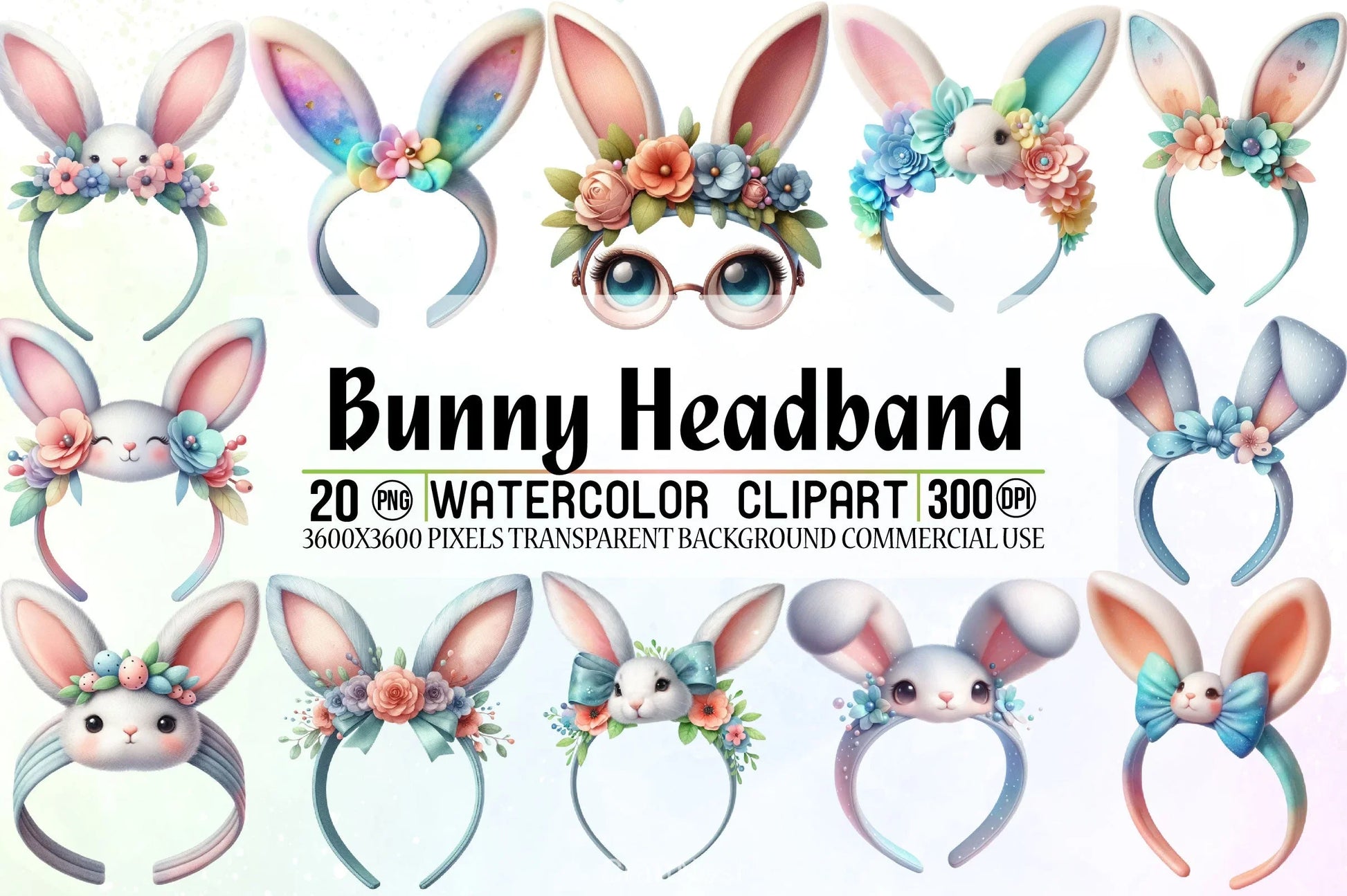 Bunny Headband Clipart Bundle - CraftNest - Digital Crafting and Art