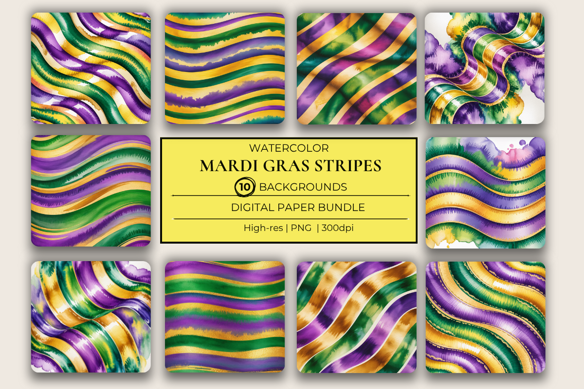 Mardi Gras Stripes Background Papers