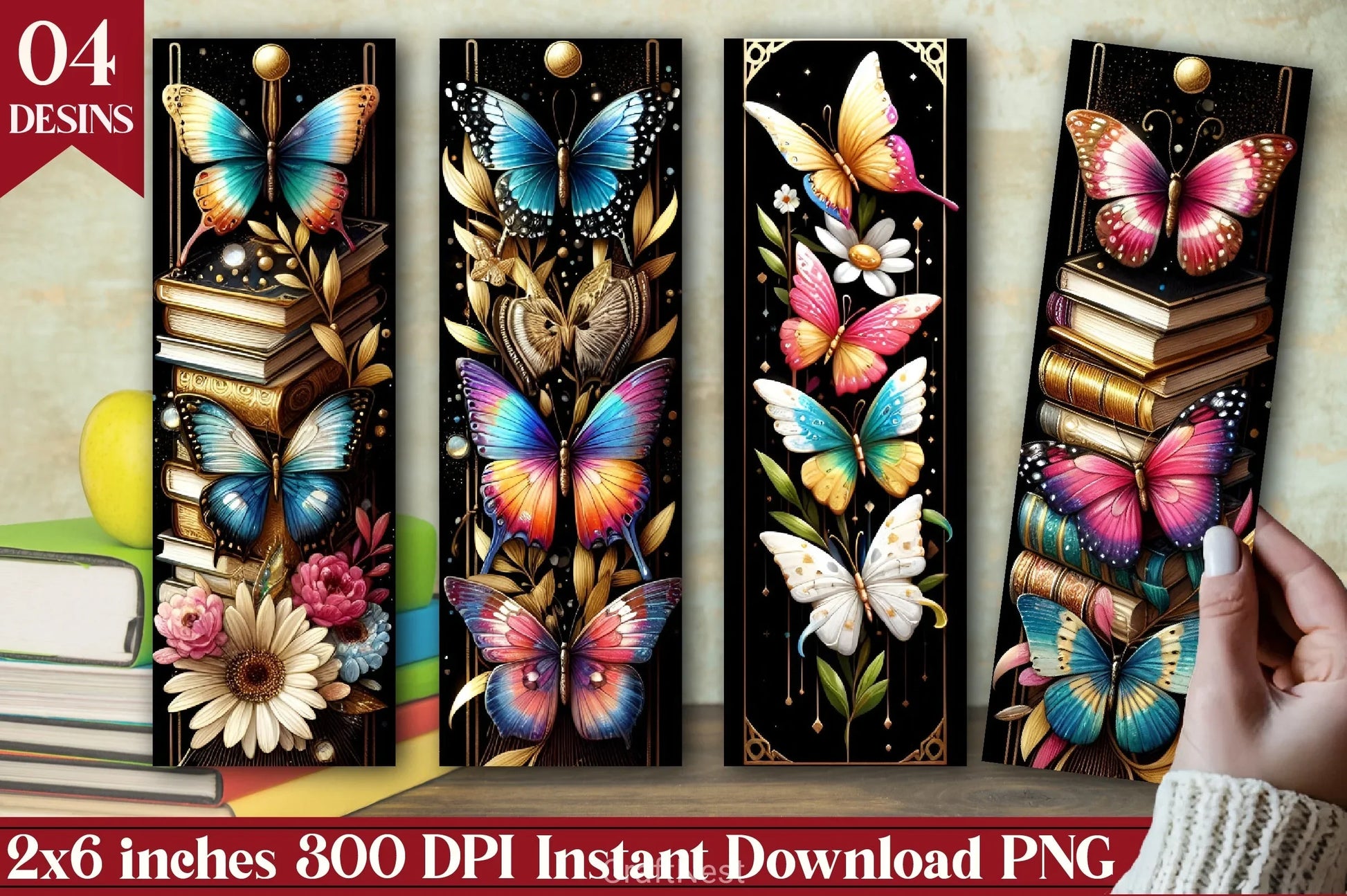 Butterfly Floral Bookmark Journal 2 - CraftNest - Digital Crafting and Art