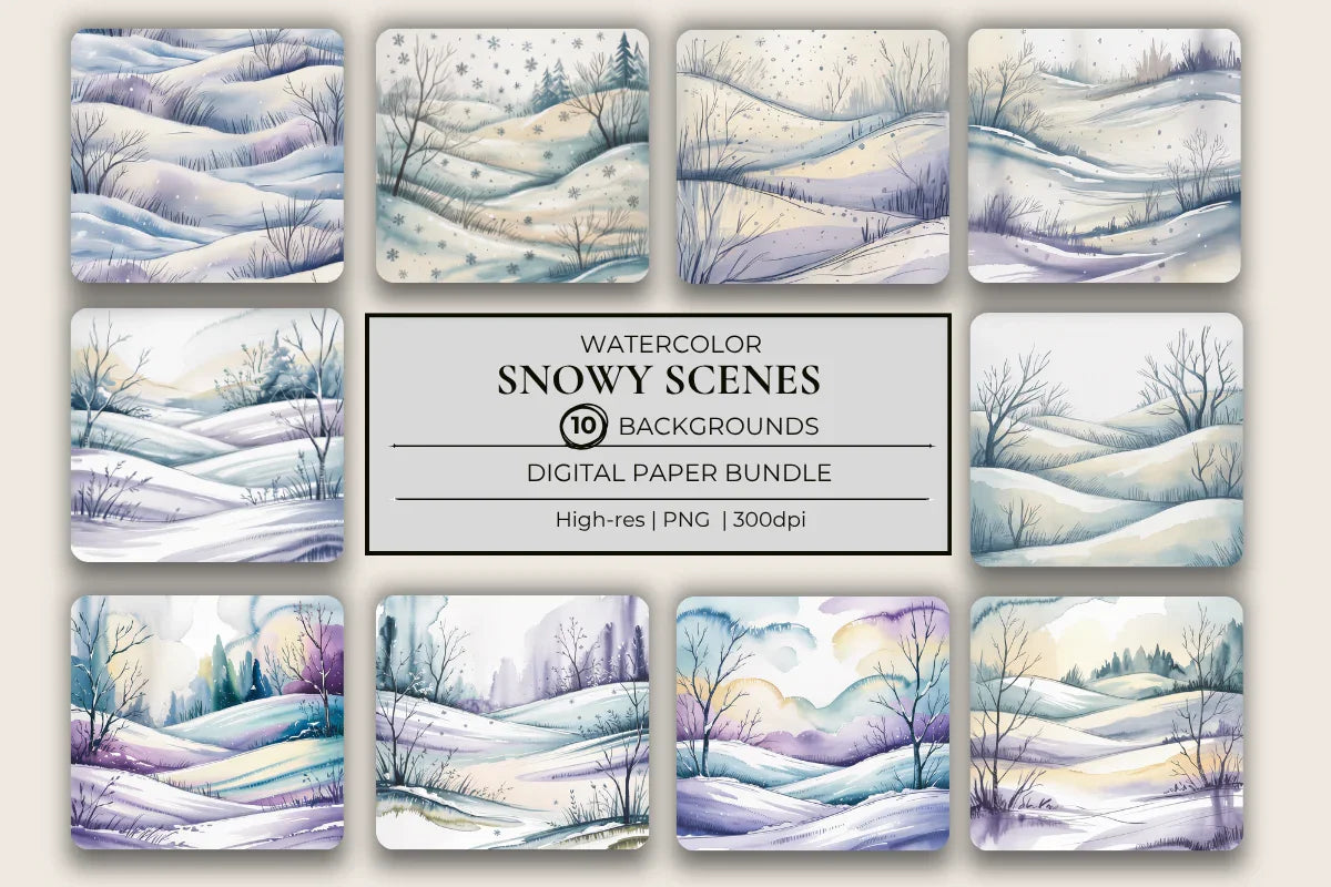 Snowy Scenes Background Papers - CraftNest - Digital Crafting and Art