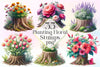 Planting Floral Stumps Clipart Bundle