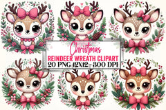 Christmas Reindeer Wreath Clipart Bundle - CraftNest - Digital Crafting and Art