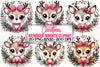Christmas Reindeer Wreath Clipart Bundle