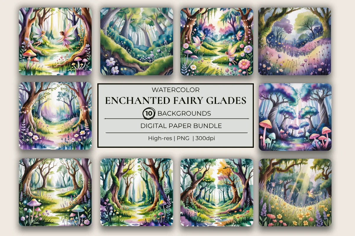 Enchanted Fairy Forests Background Papers - CraftNest - Digital Crafting and Art
